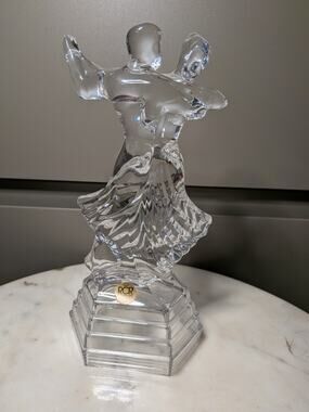 Royal Crystal Rock Tango Dancing Couple Crystal Figurine Italy 10in RCR VTG